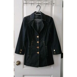 Bisou Bisou Michele Bohbot Womens Blue Denim Jacket Coat‎ Button Up Size S